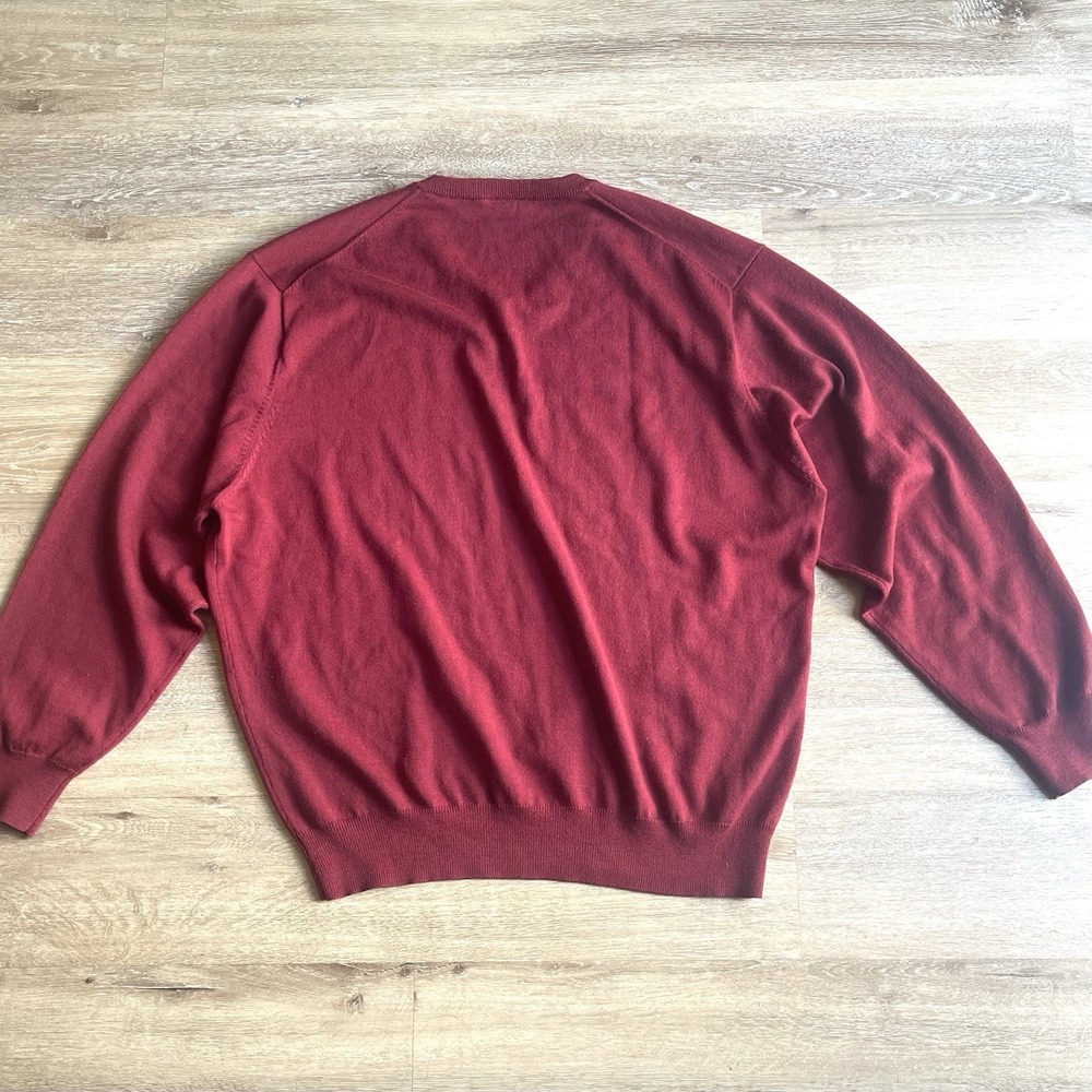 Jos A. Bank 100% Merino Wool Sweater XXL 2X Wine V-Neck Signature Collection - Picture 6 of 6